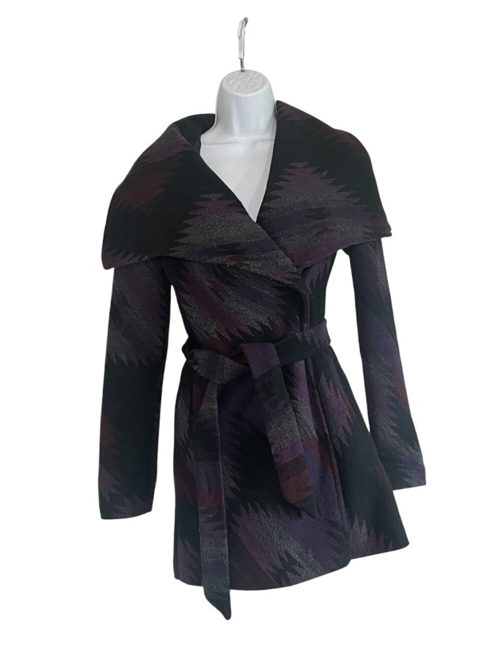 Aztec Print Wool-Look Coat